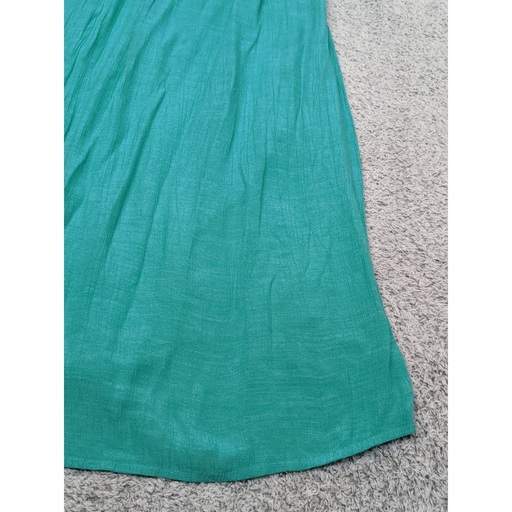 Luxology Midi Dress Teal with‎ Aztec Embroidery Medium Beachwear Western Boho - Picture 4 of 14